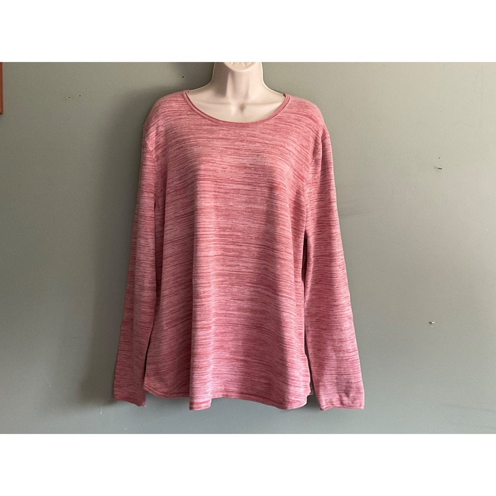 Duluth Trading Co. Womens XXL Tunic Top Long Sleeve Heather Dark Pink/Cream